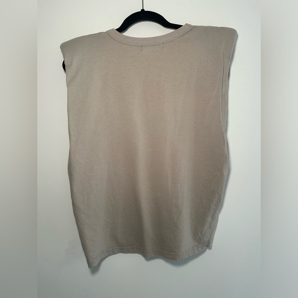 The Frankie Shop Eva Padded Shoulder Muscle T-Shirt in Taupe - Picture 3 of 3